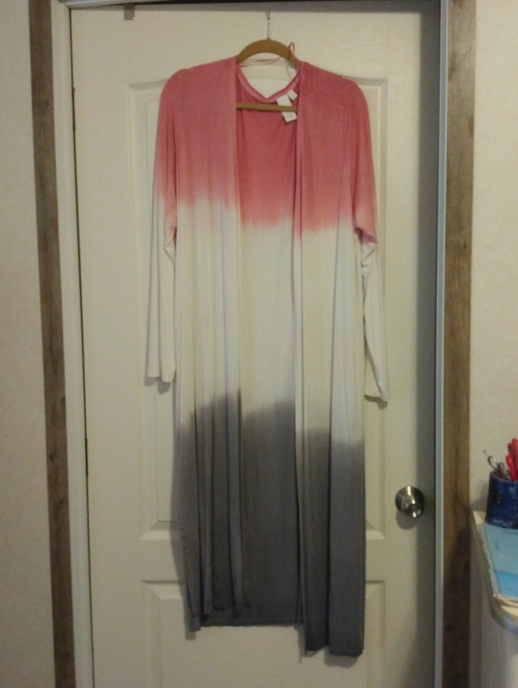 Contemporary Ombre Full Length Rayon Kaftan Kimono Cover Up Duster Sz 3x